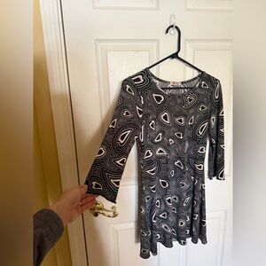 Sally Miller Couture Black and White Heart Pattern Dress